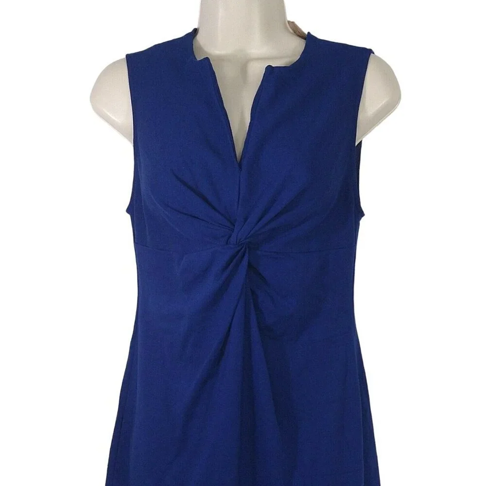 Philosophy Republic Knotted V-neck Sheath Dress Women Size S Blue - Picture 2 of 7